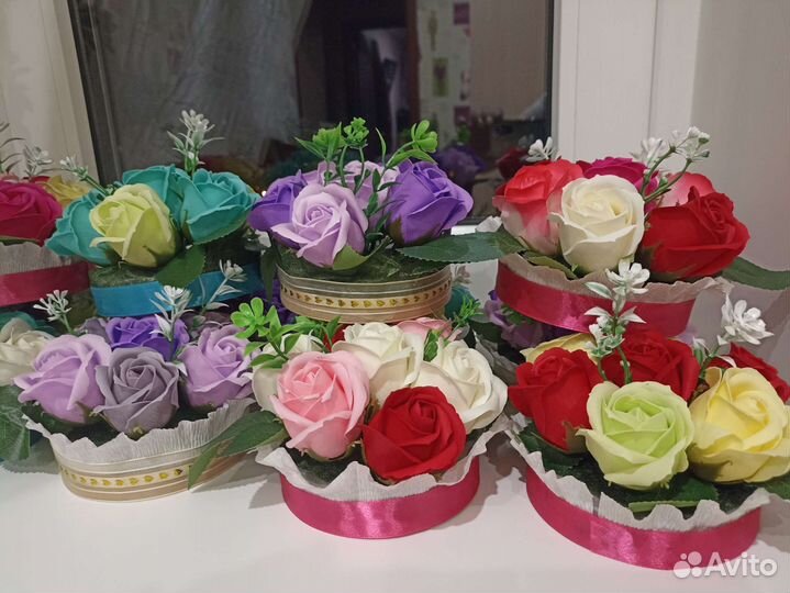 Мини букеты из мыльных цветов