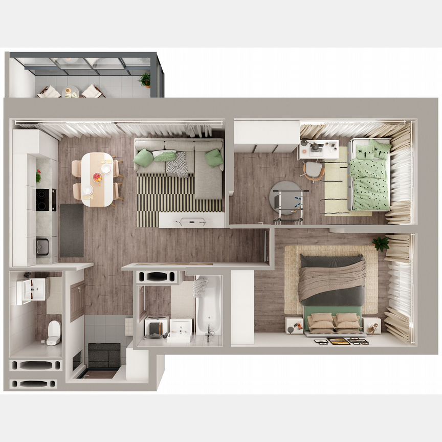 2-к. квартира, 56,9 м², 8/23 эт.