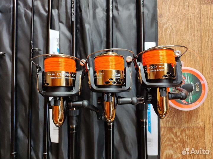 Карповые удилища с катушками.3+3 новые