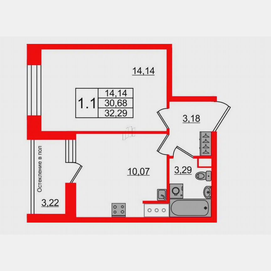 1-к. квартира, 33 м², 8/12 эт.