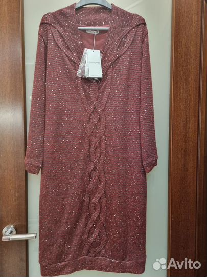 Новое вязаное платье на чехле с пайетками 42 р