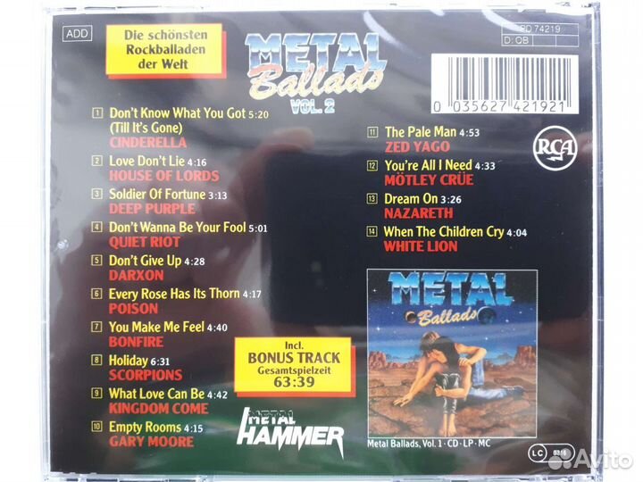 CD диски сборники Metal Ballads, Rock Ballads