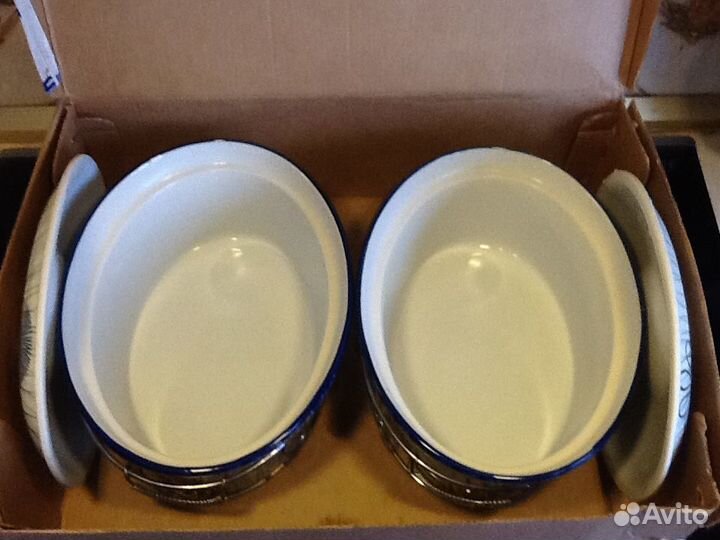 2 формы для запекания тушения с крышками керамика