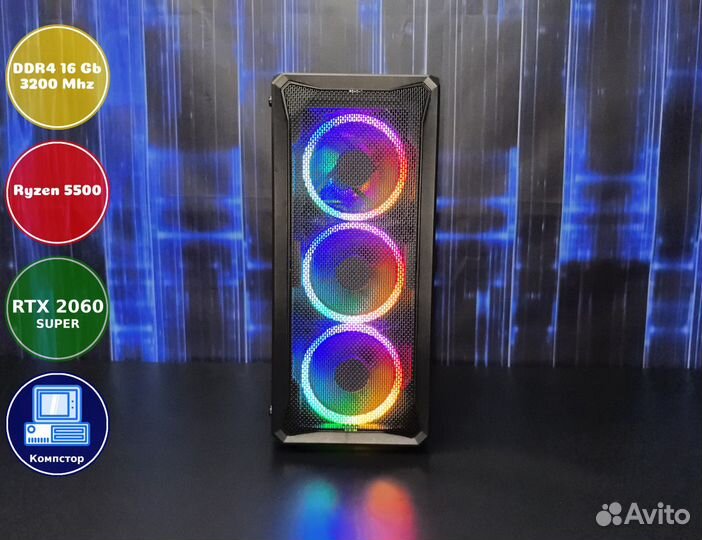 Игровая станция AMD5500-RTX2060SUP-16DDR4-TCV4-A520