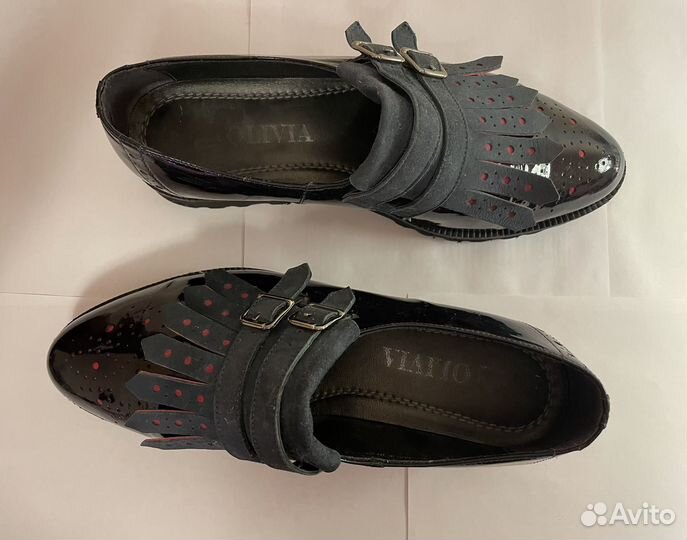 Туфли женские мокасины синие натуральная кожа