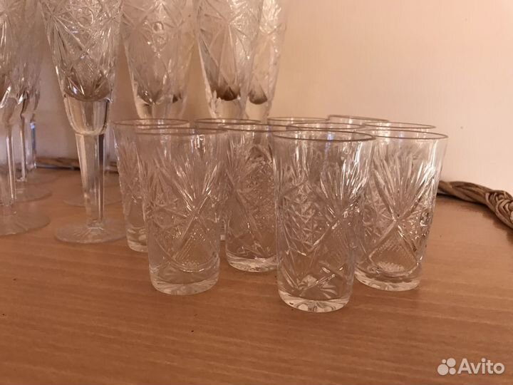 Бокалы фужеры хрусталь СССР 23 предмета все сразу