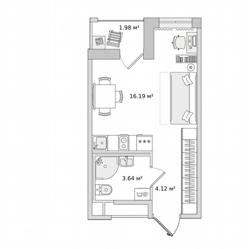 Квартира-студия, 25,9 м², 9/23 эт.