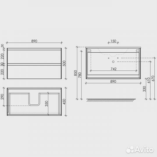 Тумба с раковиной Sancos Cento CN90W