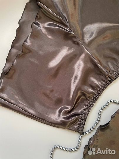 Пижаив женская атласная новая топ и шорты