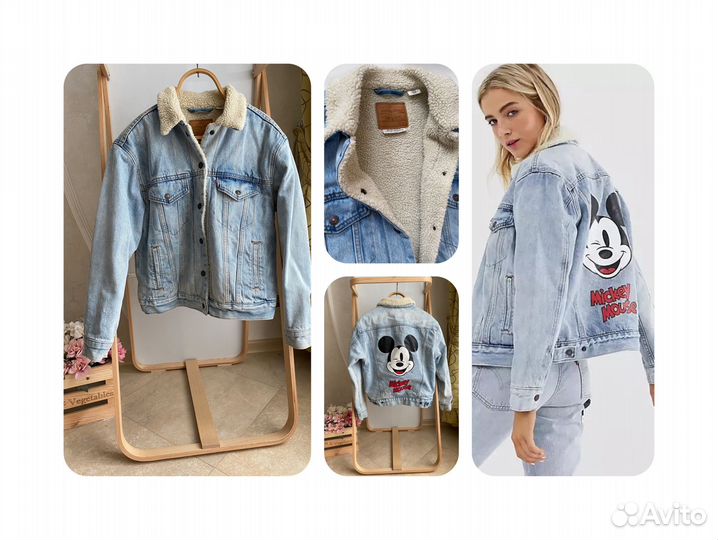 Джинсовая куртка Levis S 42 шерпа Микки оригинал