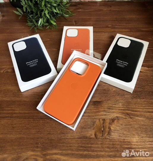 Кожаный чехол на iPhone 14/Pro/Max magsafe1:1