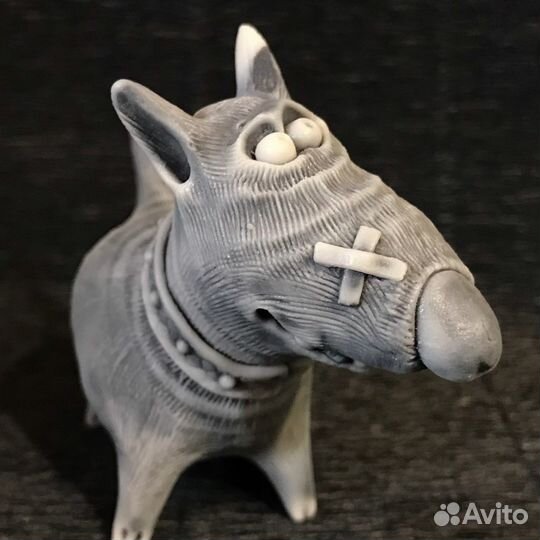 Бультерьер фигурка мраморная крошка шарж М.Бруй