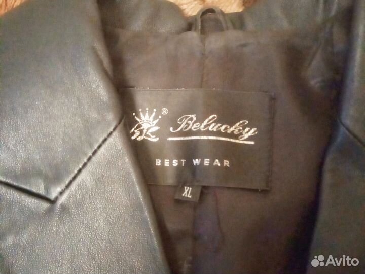 Кожаный пиджак женский XL в отличном состоянии