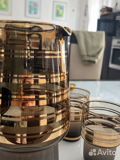 Графин и 5 стаканов богемское сиекло