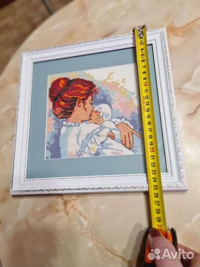 Картина вышивка крестом, подарок на рождение ребён