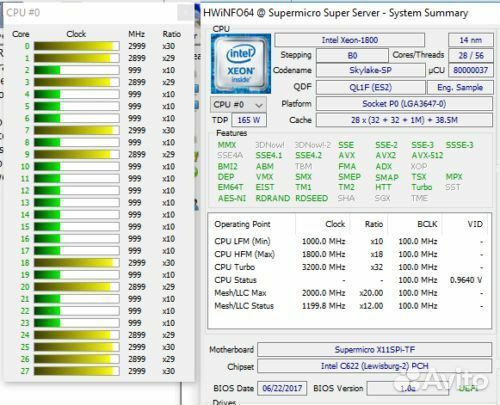 Xeon Platinum 8176 8180 1.8GHz 28-Core QL1F (ES )