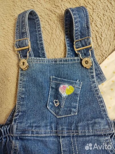 Джинсовый комбинезон и кофточка, р-р 80