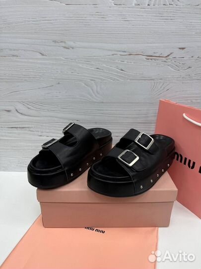 Сандали На Платформе /Шлепки Miu Miu Размеры 36-40