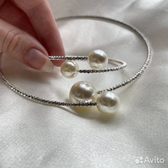 Колье и браслет новый комплект с жемчугом