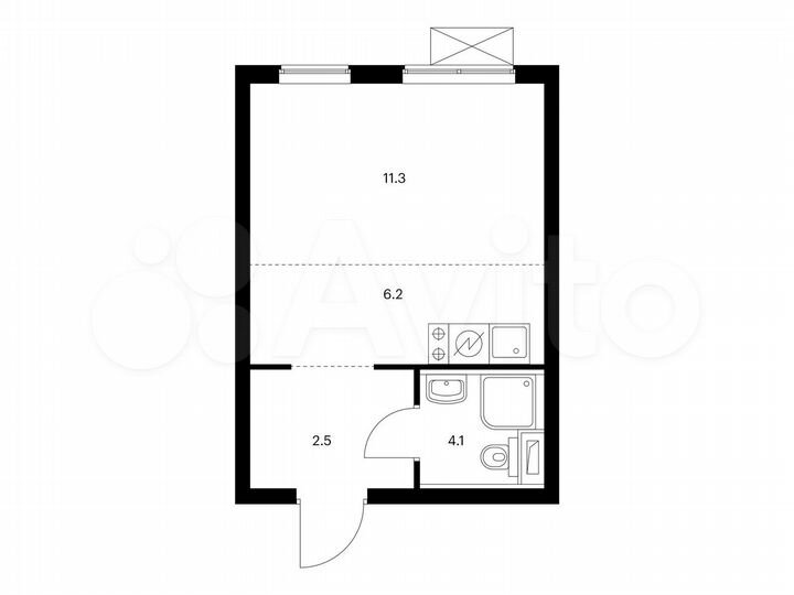 Квартира-студия, 24,1 м², 3/33 эт.