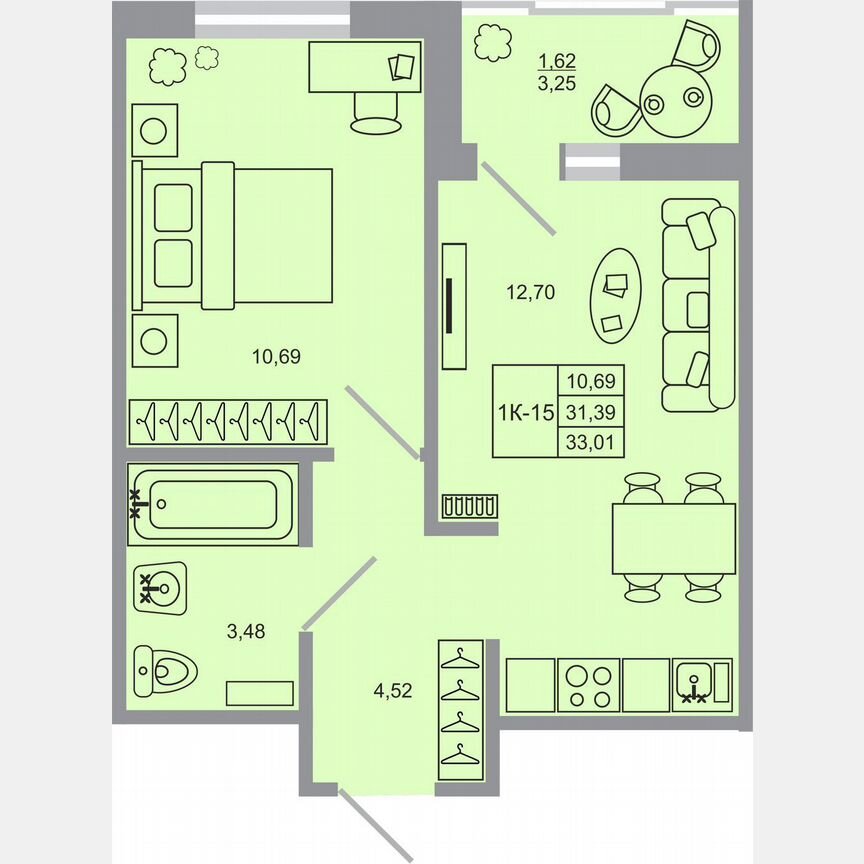 1-к. квартира, 33 м², 14/17 эт.