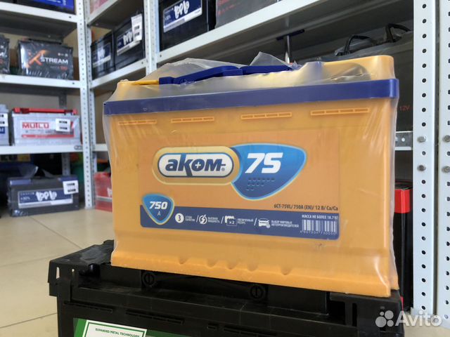 Аккумулятор Аком 6ст-75Ач обратная полярность