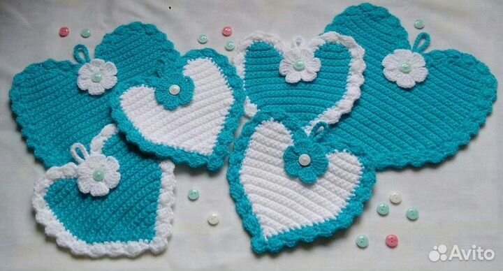 Прихватки-сердечки крючком