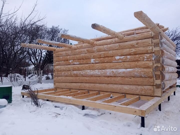 Сруб бани 6х4*2.2 с выносом 2 метра под веранду