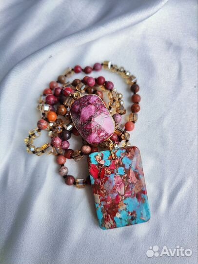 Сотуар бусы чокер из натуральной яшмы