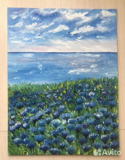 Картина маслом летний пейзаж у реки