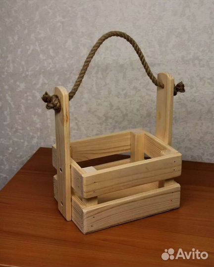 Ящик деревянный с ручкой для хранения