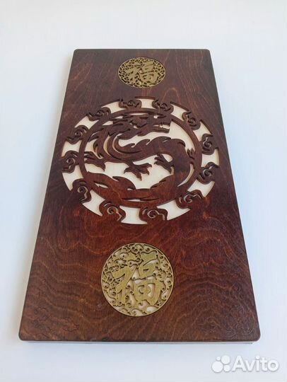 Лакированные нарды с драконом, ручной работы
