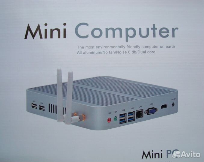 Бесшумный Mini pc Intel i3-7100u 8Gb Ram 128Gb Ssd