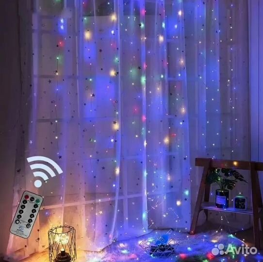 Гирлянда штора с пультом