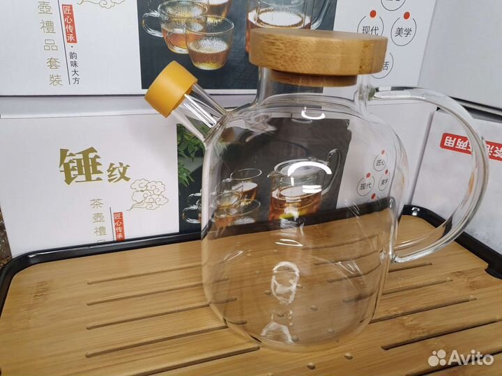 Чайник с бамбуковой крышкой 600 мл