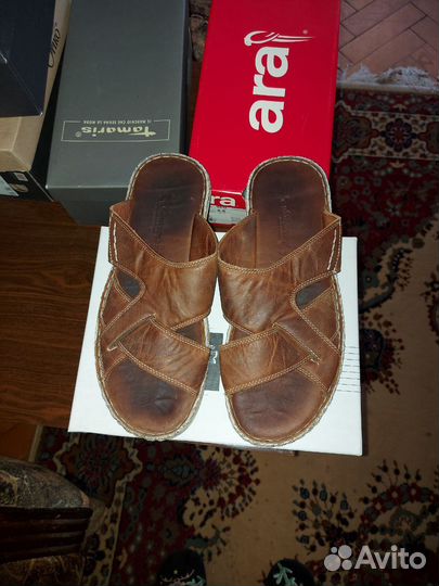 Мужские кожаные шлепанцы