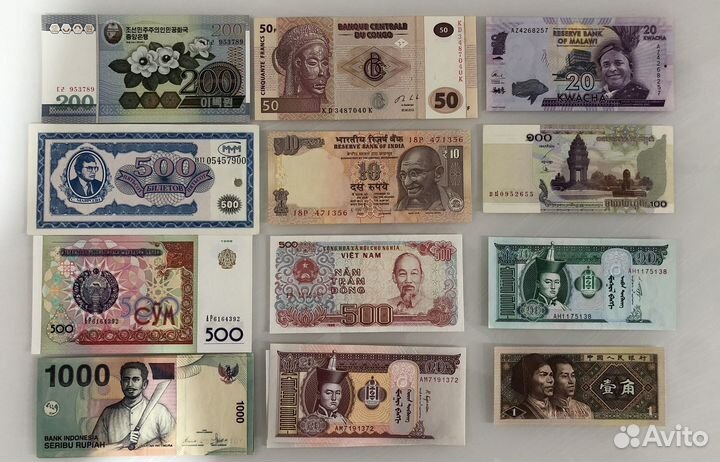 Боны банкноты разных стран асорти наборы 108шт