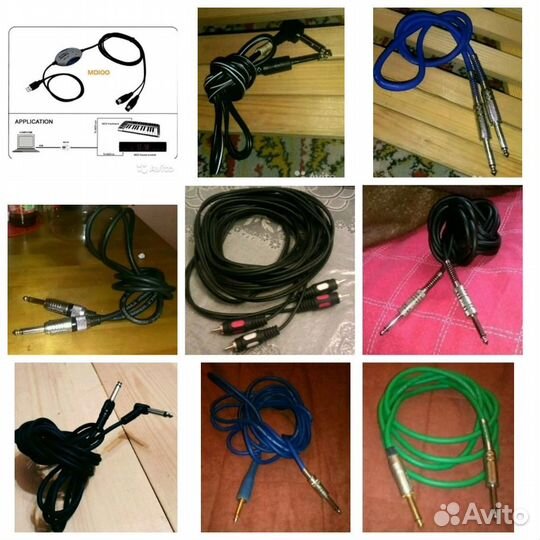 Кучка различных кабелей для студии