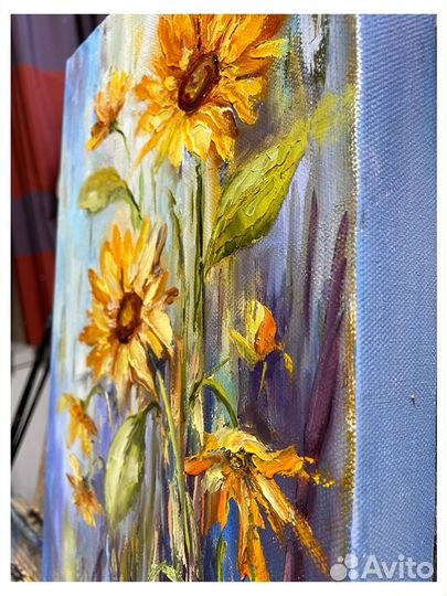 Картина подсолнухи маслом на холсте