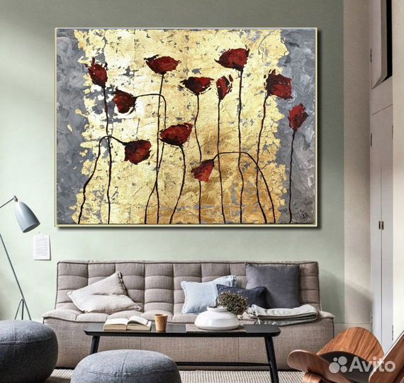 Картина маслом на холсте маки музейное качество