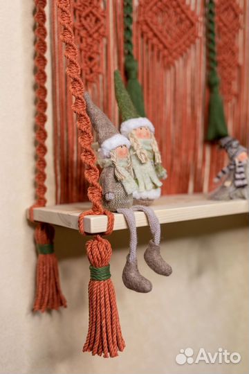 Полка макраме подвесная терракот