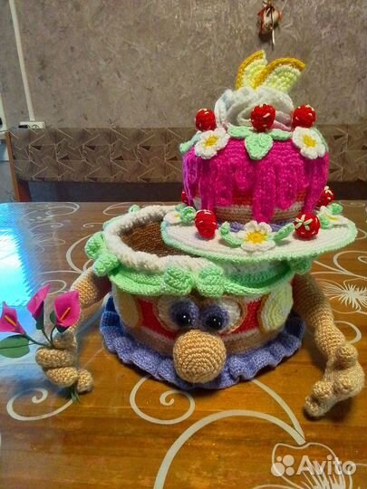 Вязаный торт - шкатулка