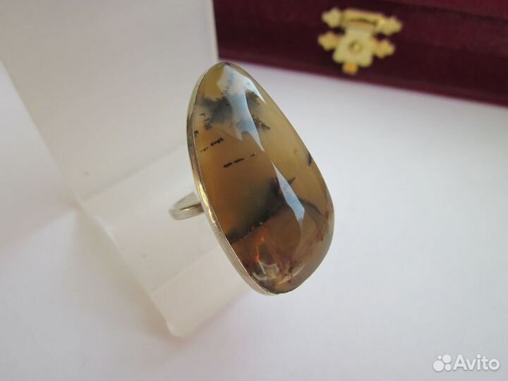 Кольцо Моховой Агат Винтаж