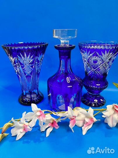 Ваза синий кобальт хрусталь 21 см Нахтман Германия