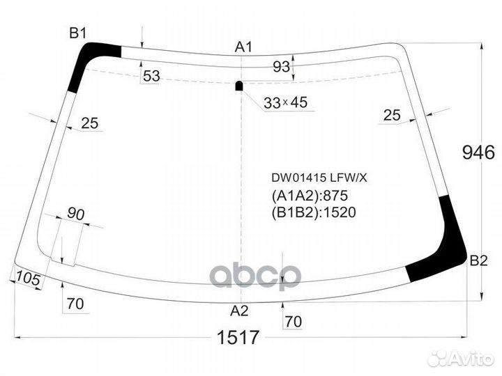 Стекло лобовое chrysler sebring/dodge stratus 2