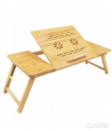 Столик из бамбука для ноутбука с вентилятором