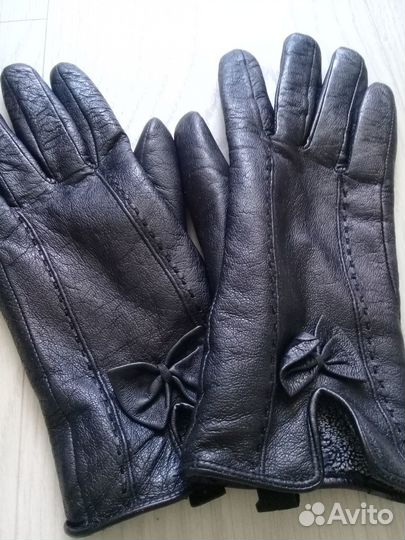 Перчатки женские кожаные