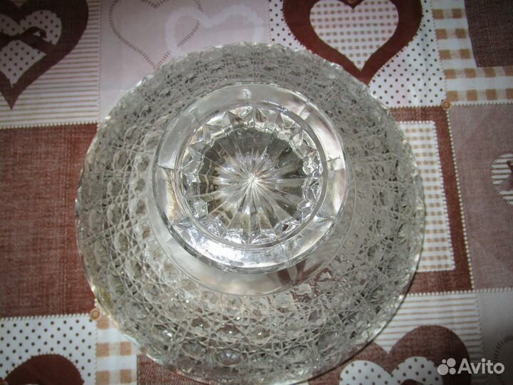 Ваза для фруктов на ножке СССР, стекло