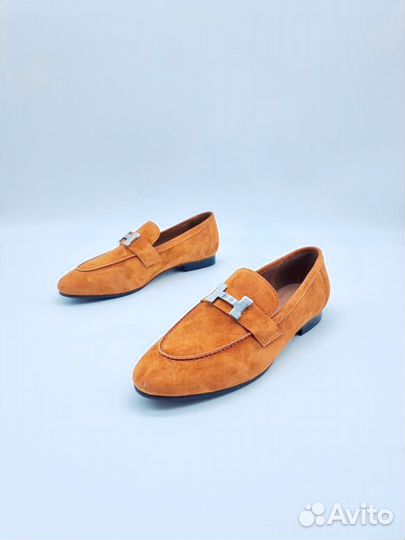 Лоферы женские Hermes замшевые