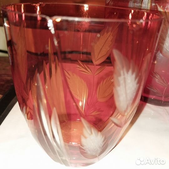 Кувшин и стаканы рубиновое стекло СССР, лимонница